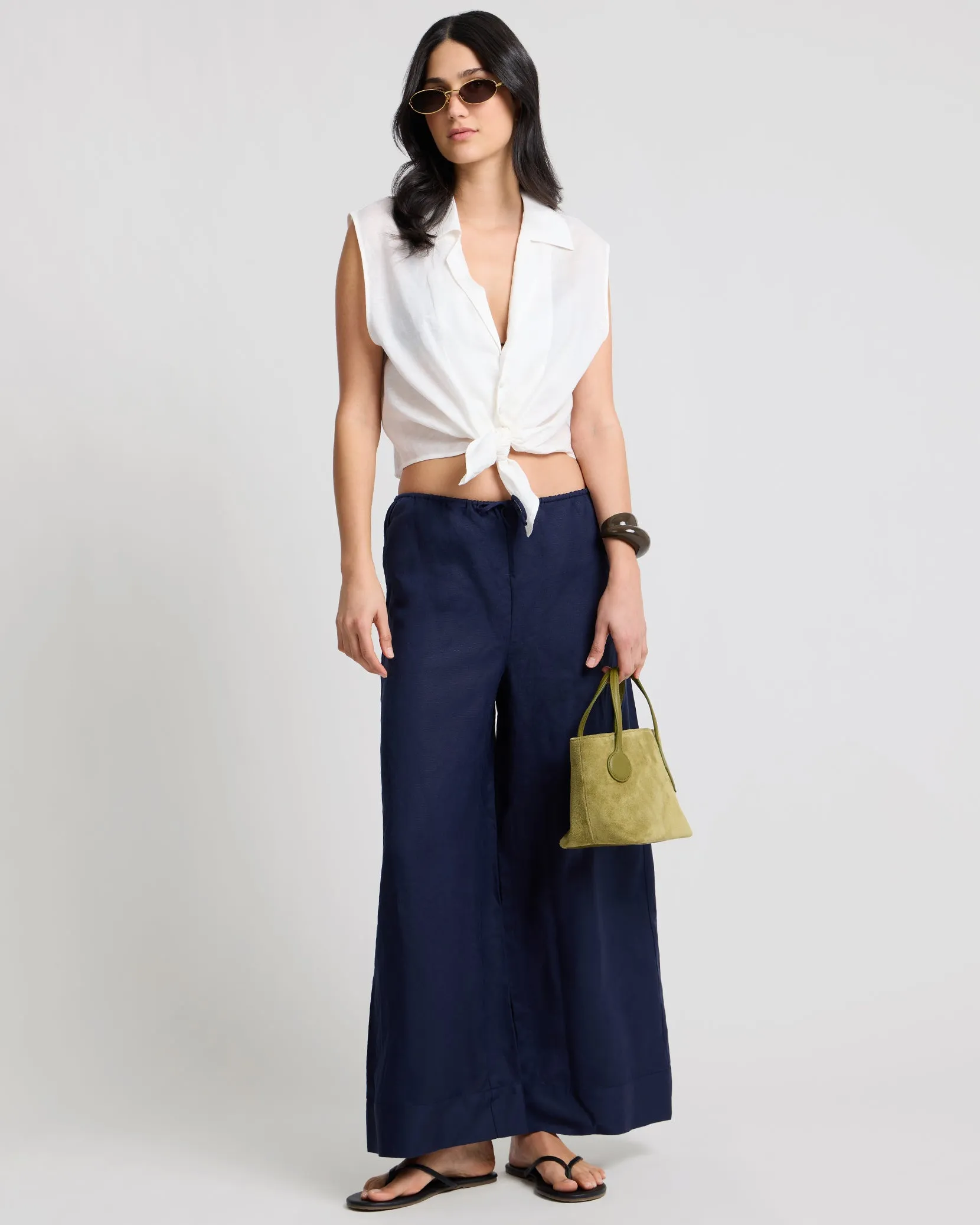 Air Linen Wide Leg Drawstring Pant sold by Onia product image thumbnail 3