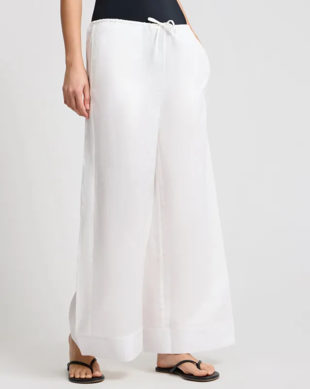 Air Linen Wide Leg Drawstring Pant made by Onia