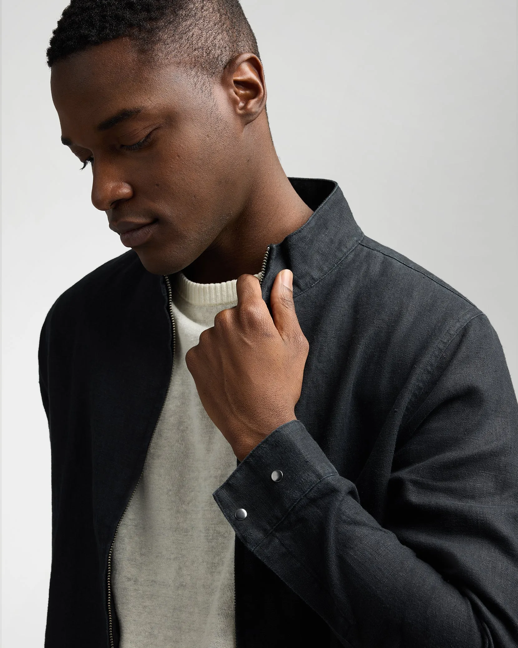 Linen Bomber Jacket sold by Onia product image thumbnail 4