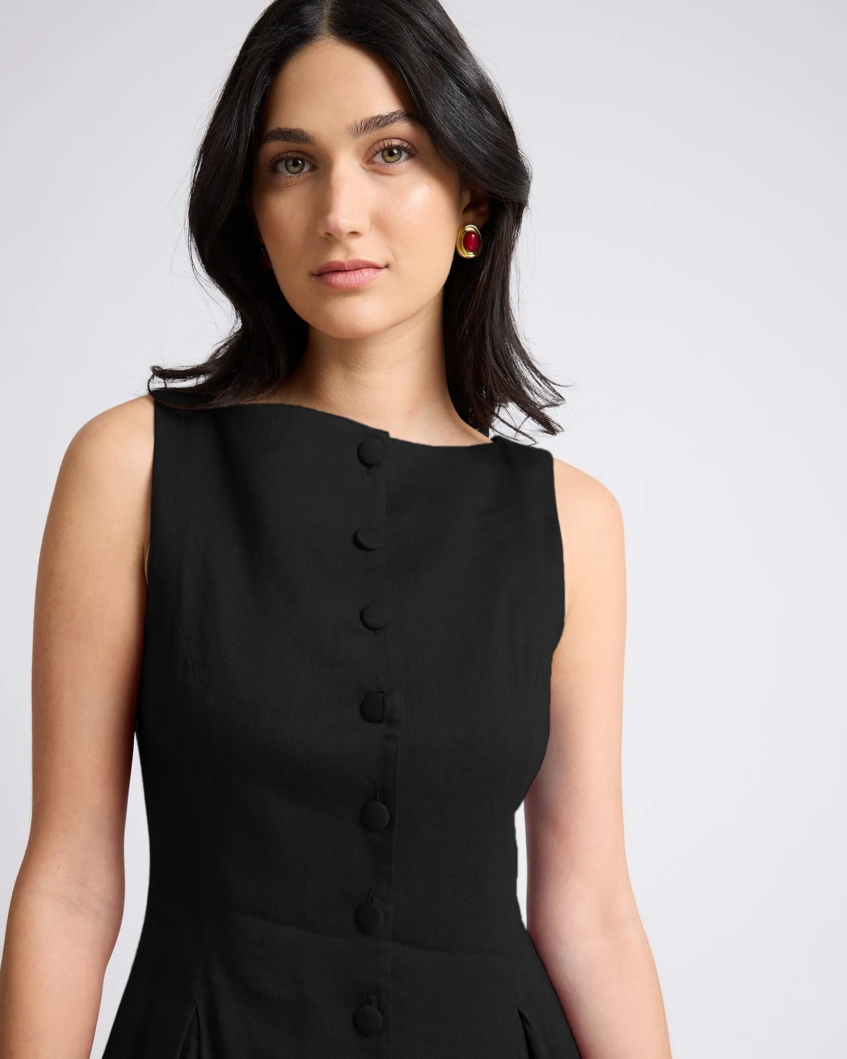 Boatneck Button Front Dress sold by Onia product image thumbnail 4