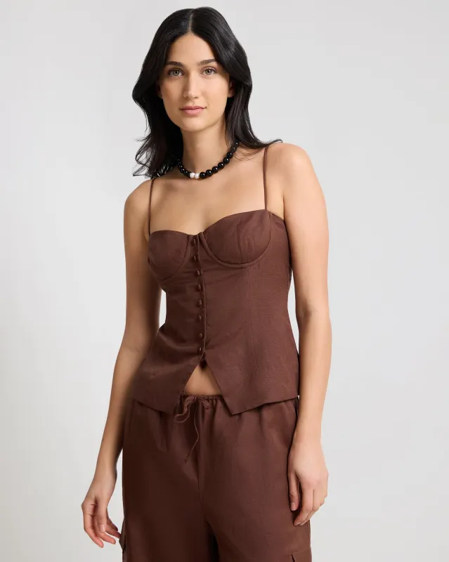 Air Linen Underwire Corset Top made by Onia
