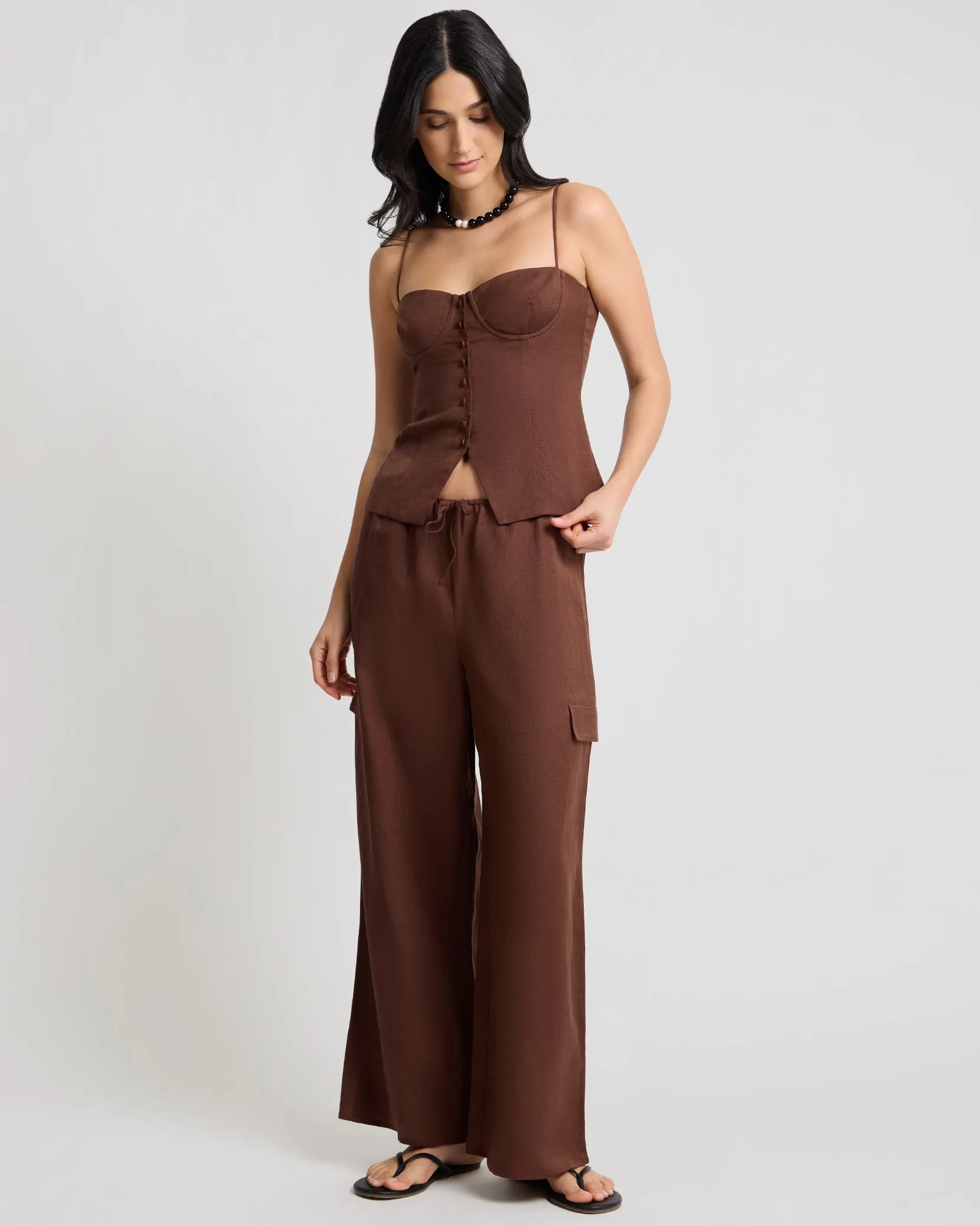 Air Linen Underwire Corset Top sold by Onia product image thumbnail 3