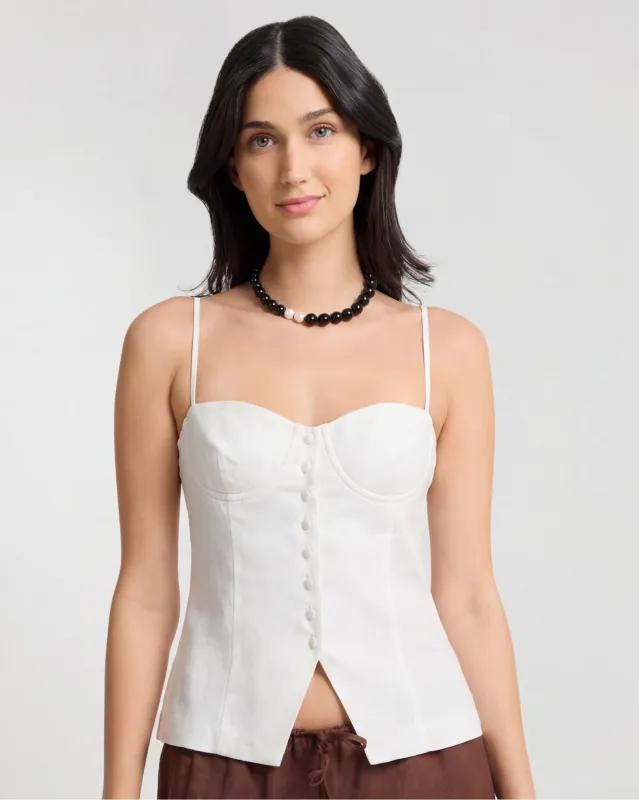 Air Linen Underwire Corset Top made by Onia