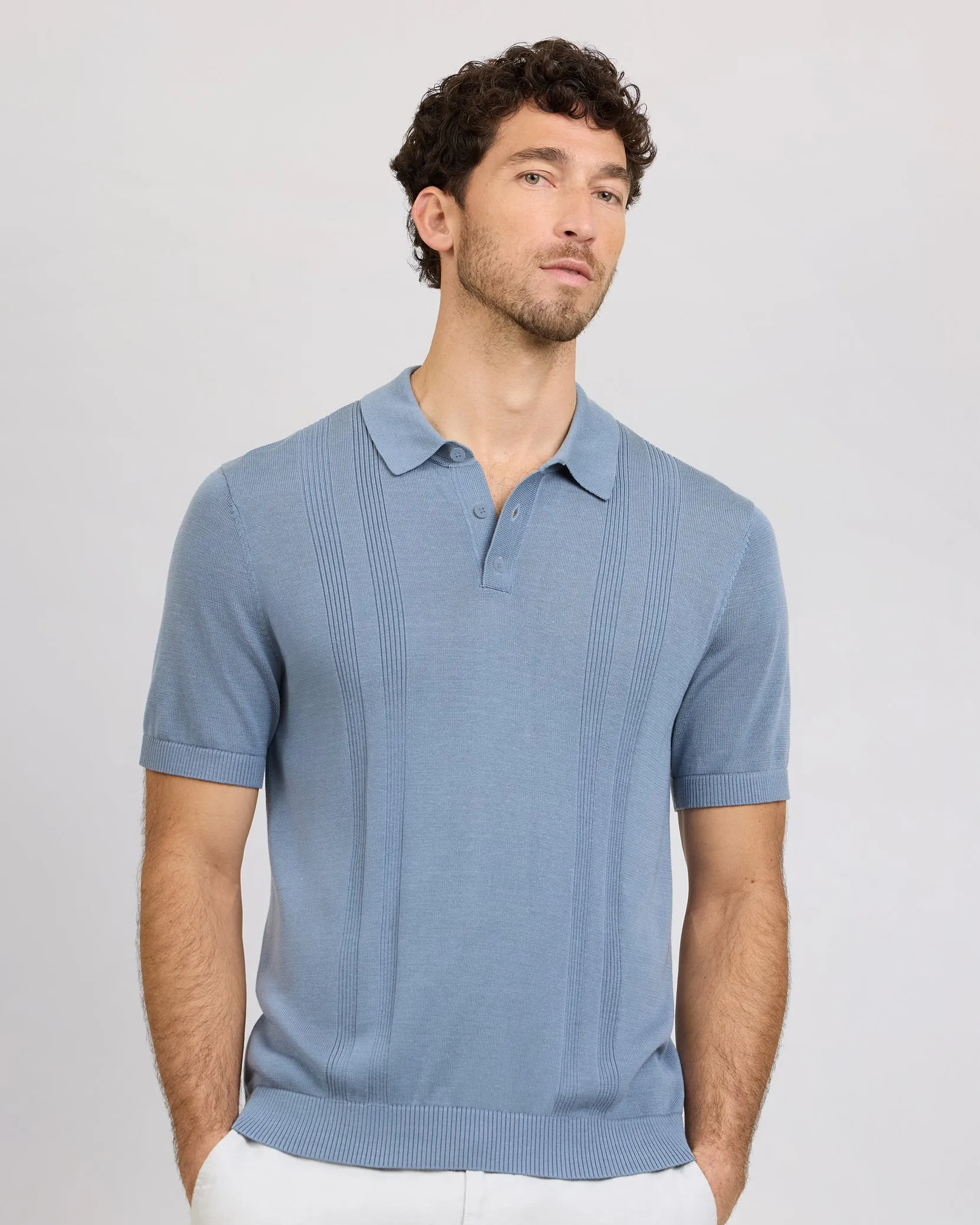 Silk Ribbed Knit Polo sold by Onia product image thumbnail 2