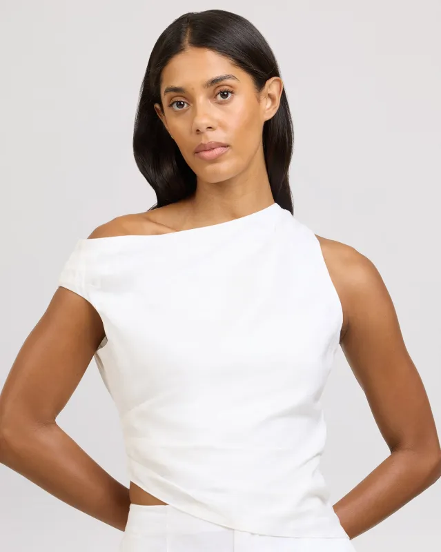 Cold Shoulder Asymmetrical Top made by Onia