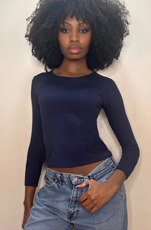 Delicious 3/4 Sleeve Crewneck Hip Length made by Only Hearts