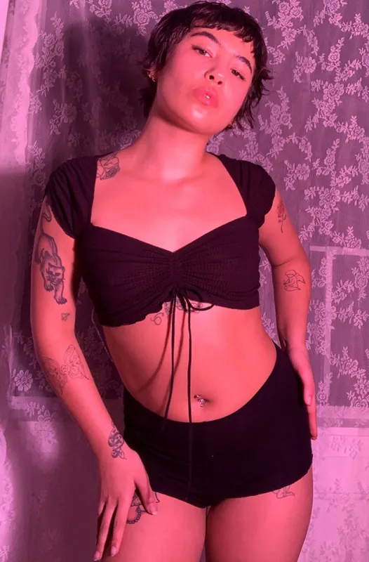 Feather Weight Rib Daisy Crop Top sold by Only Hearts