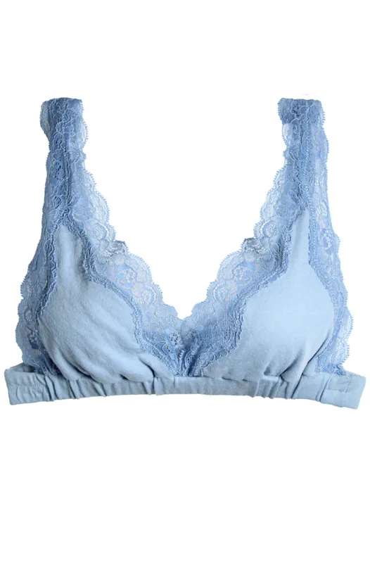 Organic Cotton High Point Bralette with Lace Cascade sold by Only Hearts