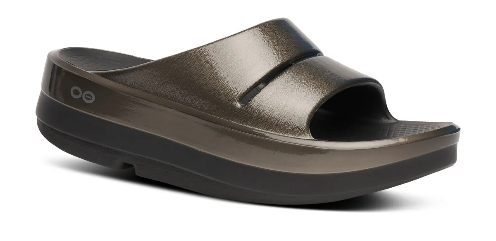 Women's OOmega OOahh Stacked Sandal - Titanium Mirror (FINAL SALE) sold by OOFOS