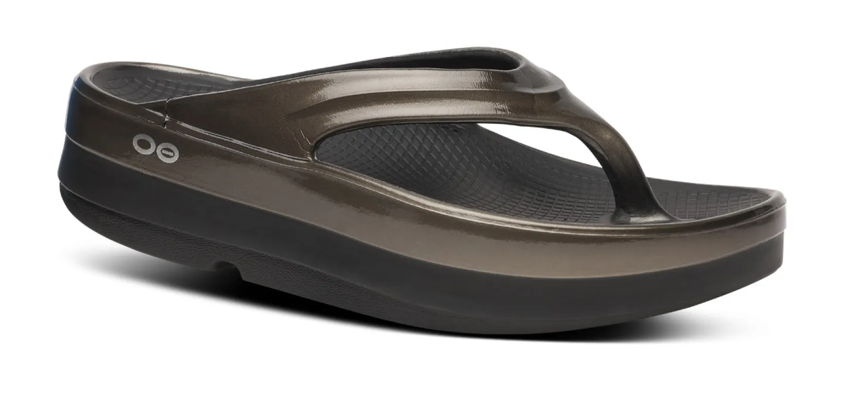 Women's OOmega OOlala Stacked Sandal - Titanium Mirror (FINAL SALE) made by OOFOS