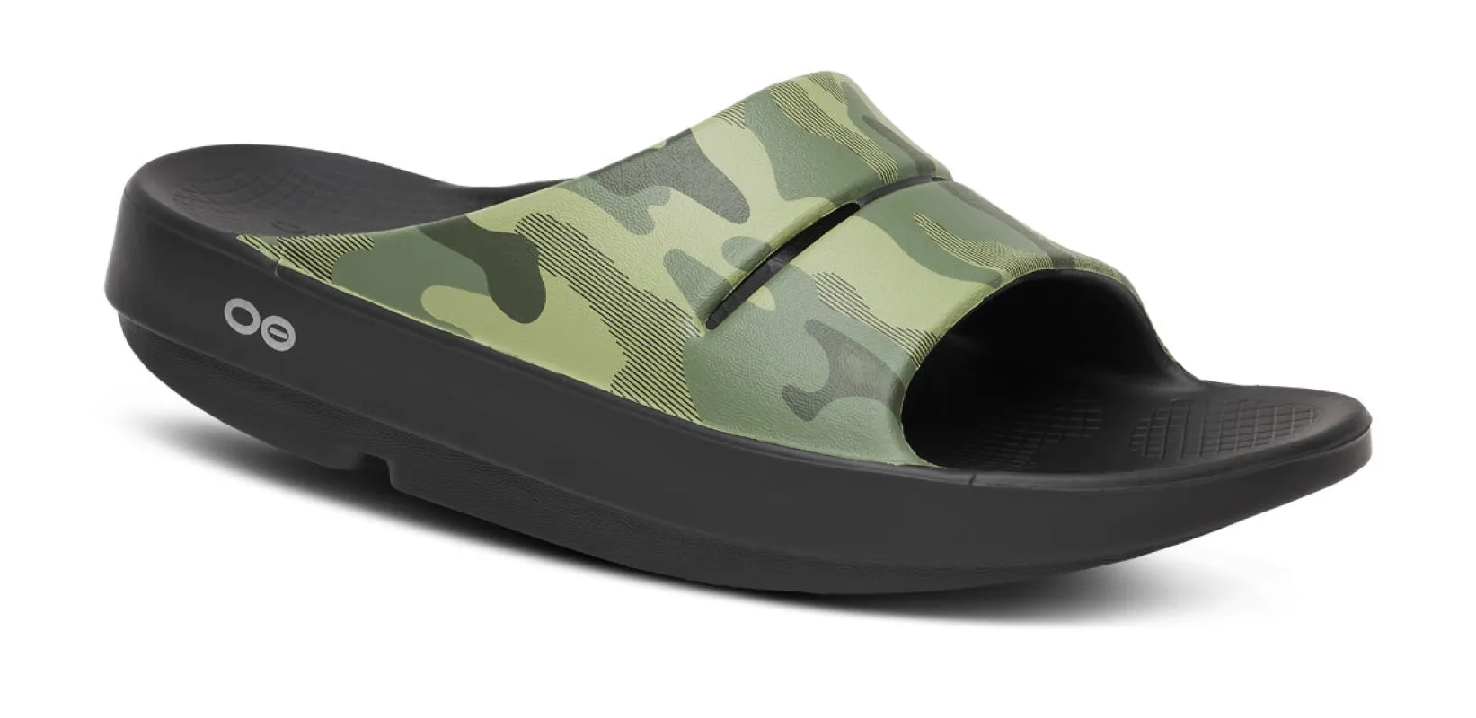Women's OOahh Sport Slide Sandal - Green Camo made by OOFOS