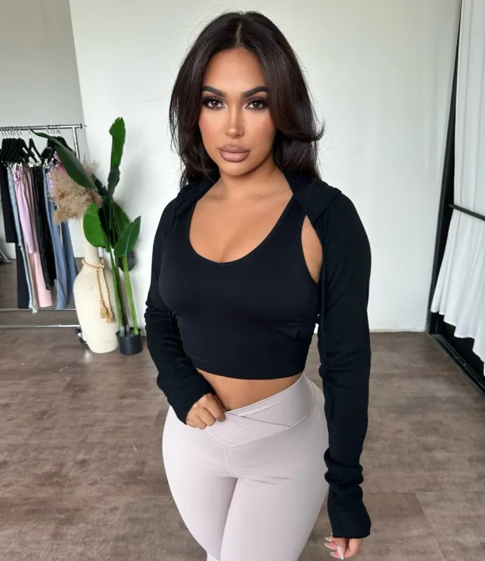 Victoria Cropped Hoodie (Black) sold by OOTDFash