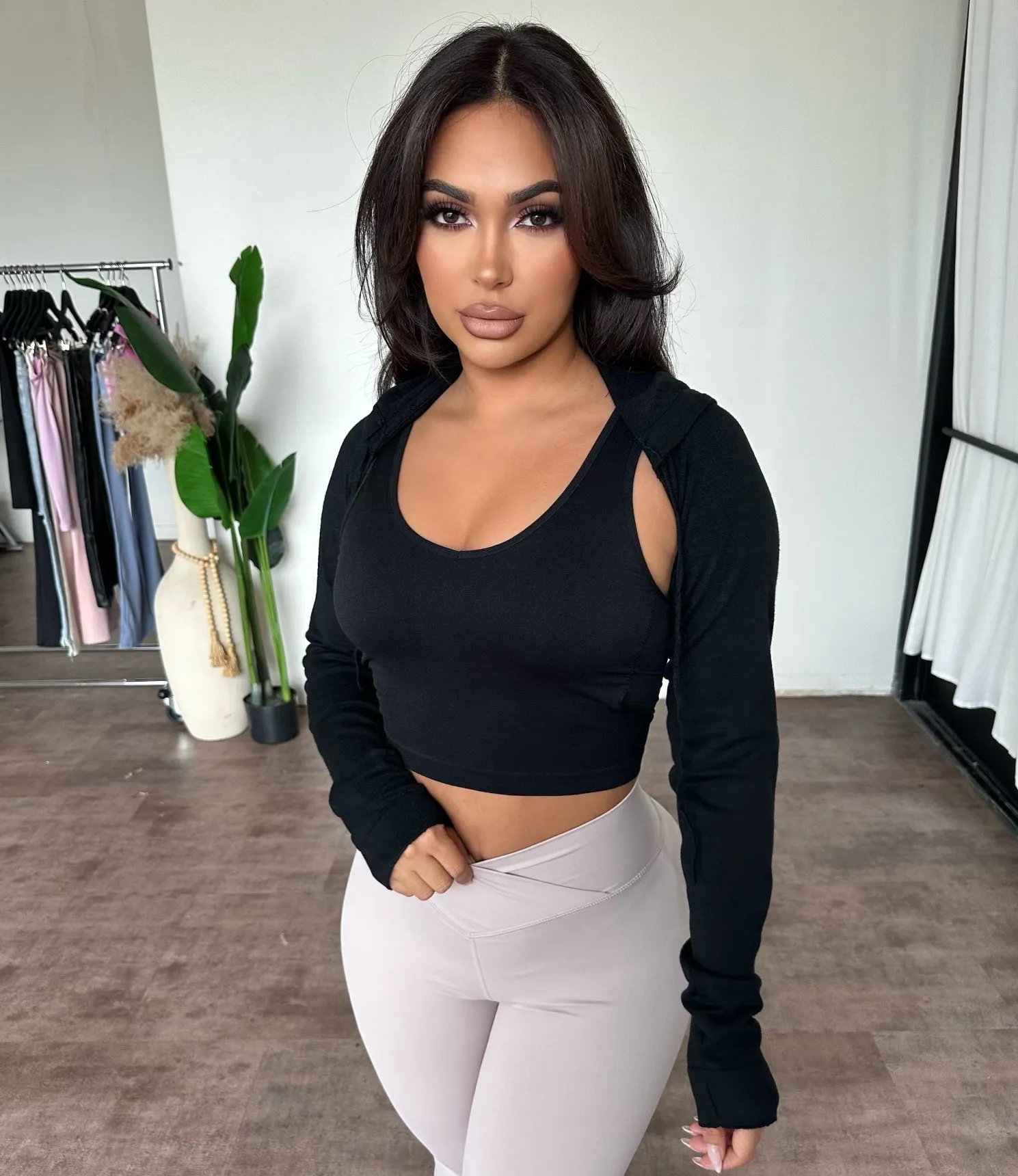 Victoria Cropped Hoodie (Black) sold by OOTDFash