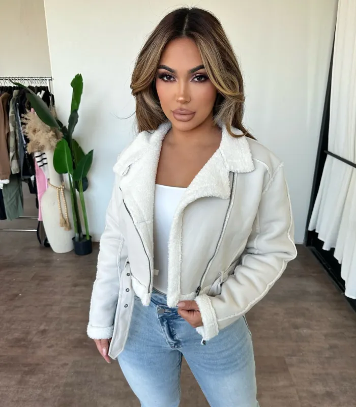 Cassy Cropped Jacket (Cream) sold by OOTDFash