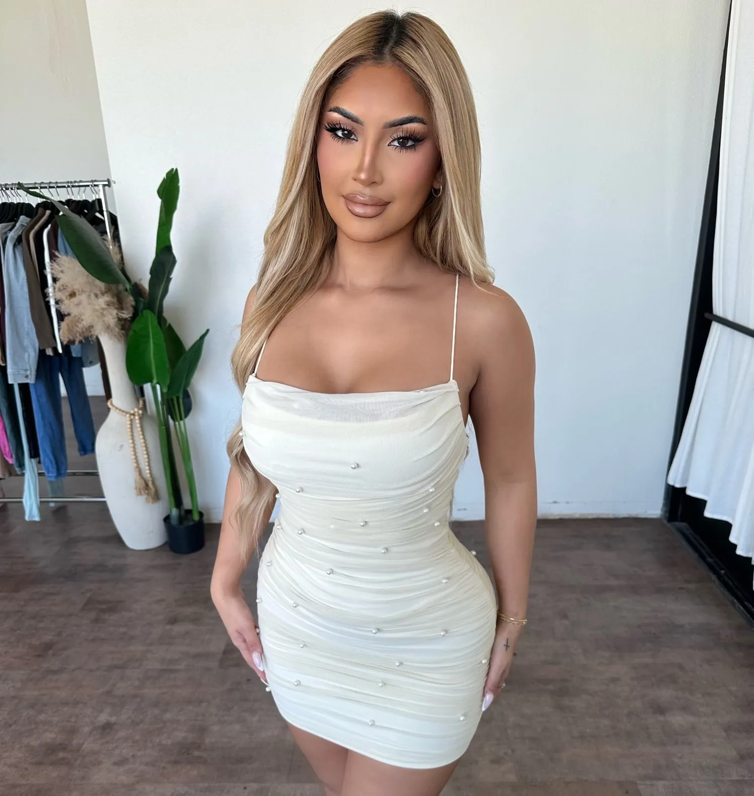 Maggie Dress (Cream) sold by OOTDFash