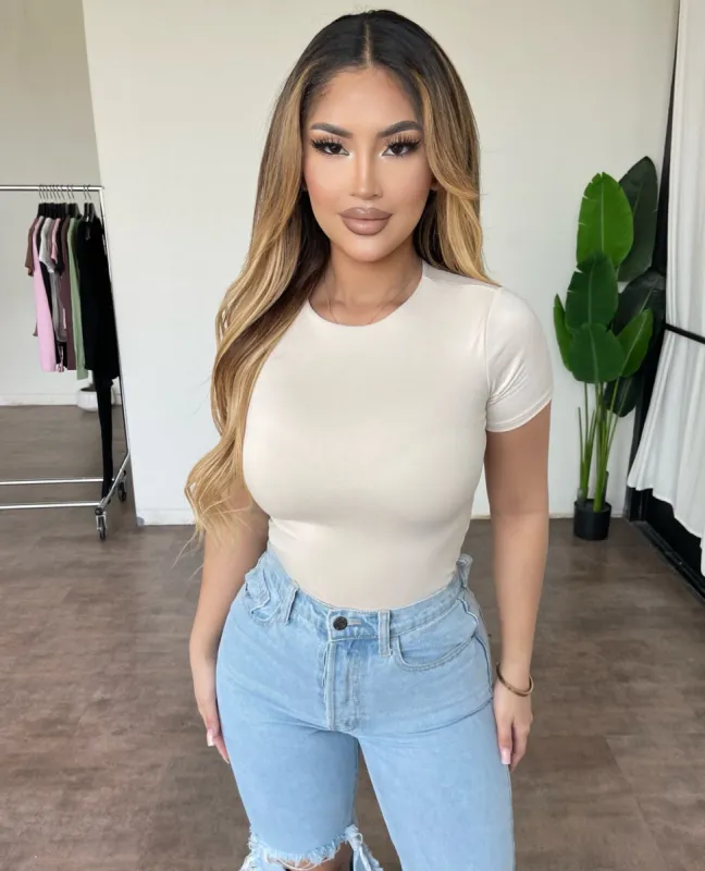 Kelly Short Sleeve Top(Beige) sold by OOTDFash