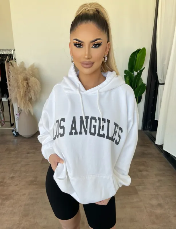"Los Angeles" Oversize Hoodie(White)Final Sale sold by OOTDFash