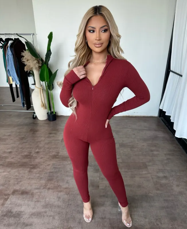 Beverly Jumpsuit (Dark Rust) sold by OOTDFash