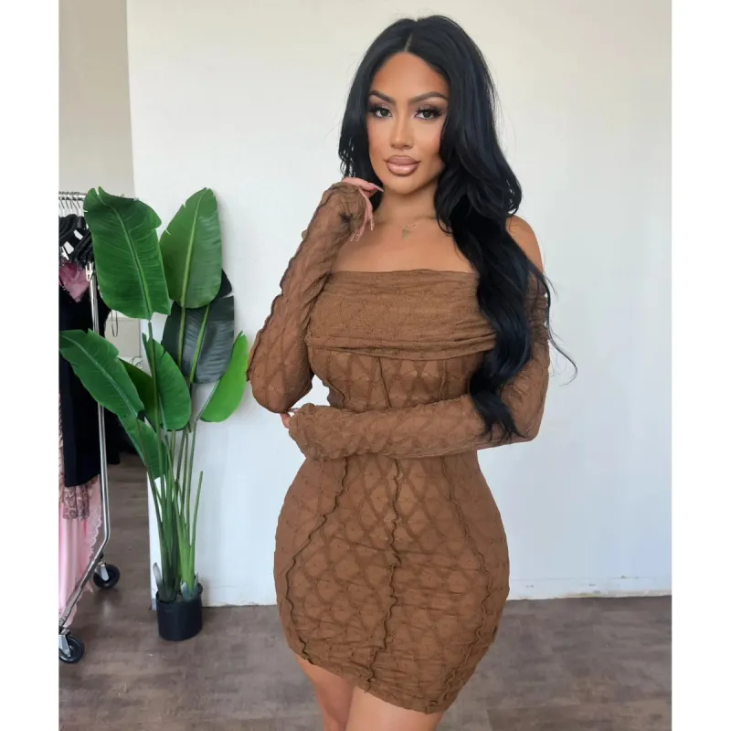 Gigi Sleeve Dress (Carmel) sold by OOTDFash
