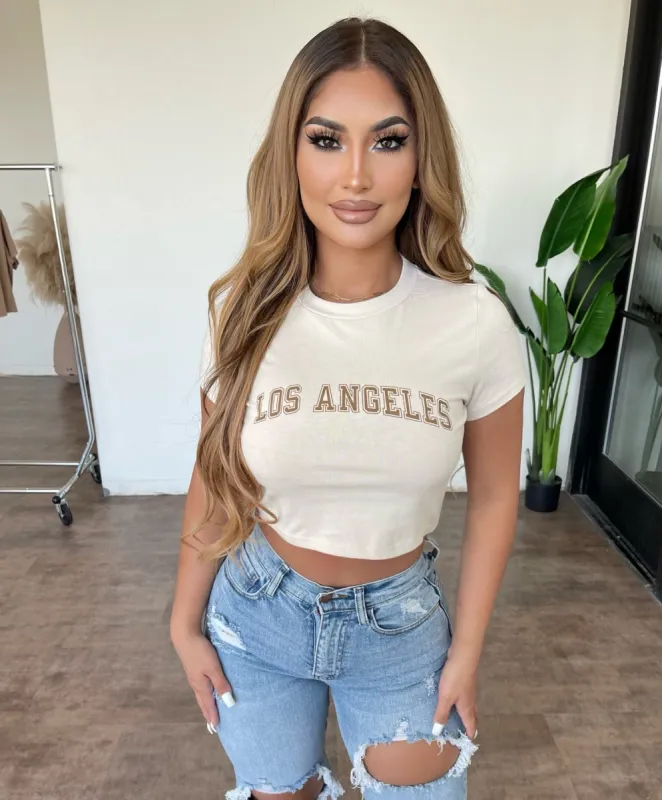 Emerie Cropped Tee(Bone/Brown) sold by OOTDFash