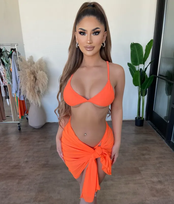 Kinsley 3 Piece Bikini(Orange) sold by OOTDFash