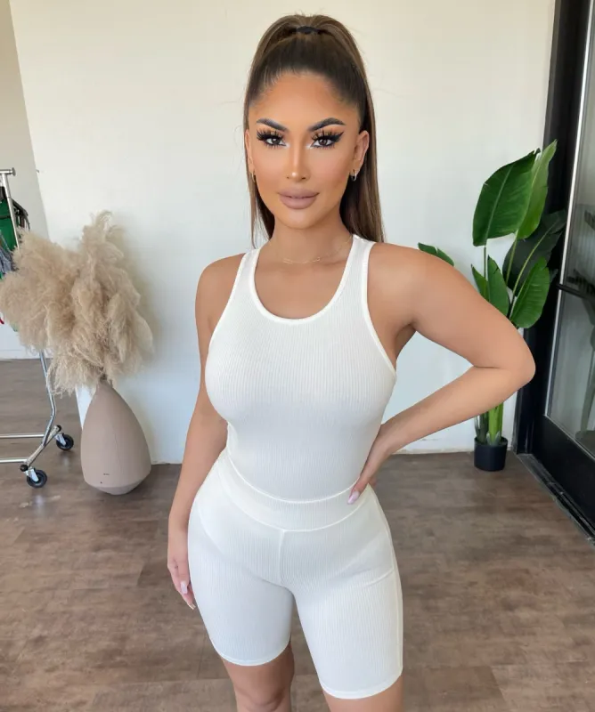 Adele Ribbed Bodysuit(White) sold by OOTDFash