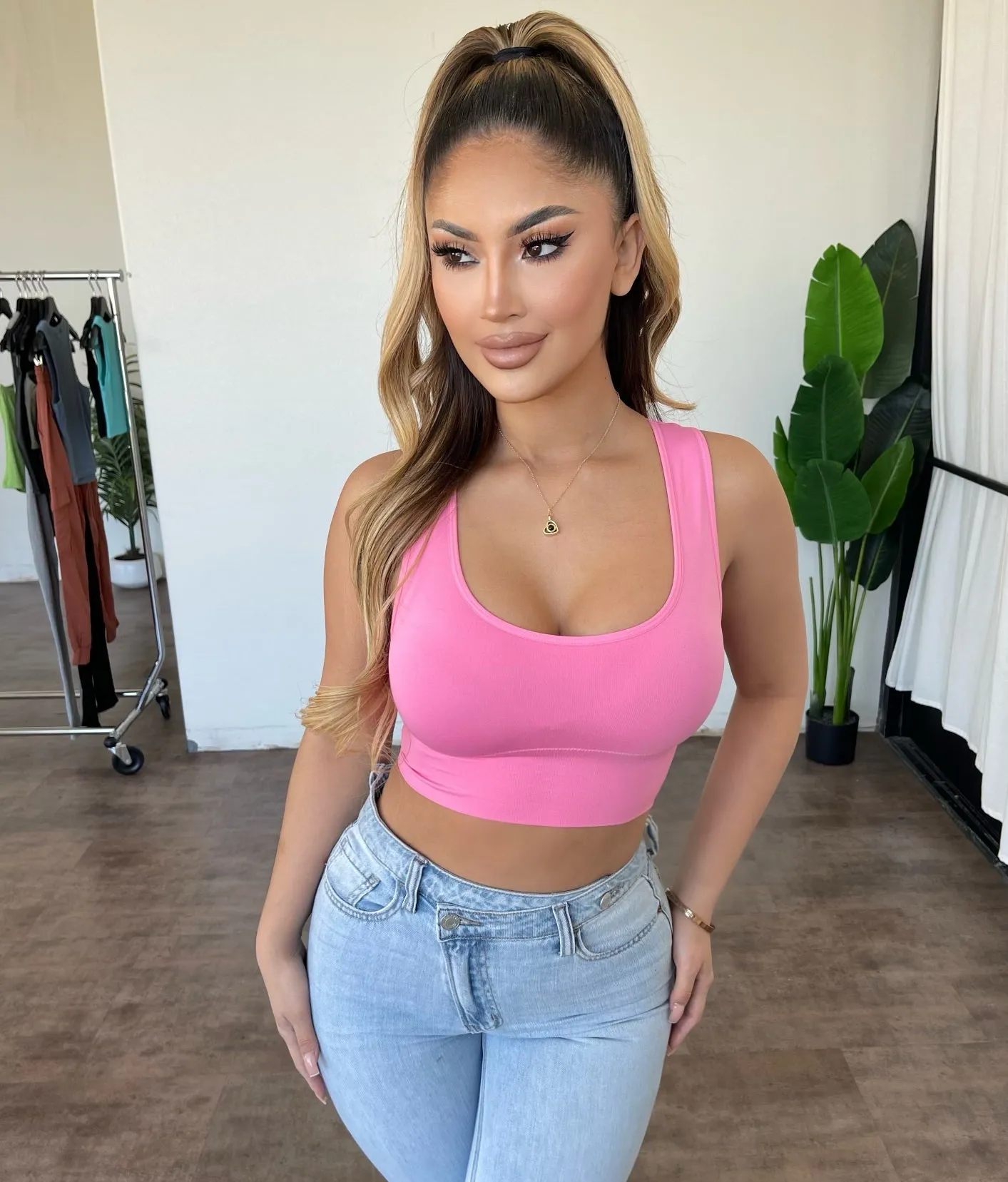 Landy U-Neck Tank Top(Pink) sold by OOTDFash