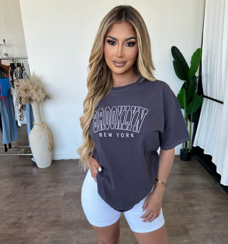 Brooklyn T-Shirt (Charcoal) sold by OOTDFash