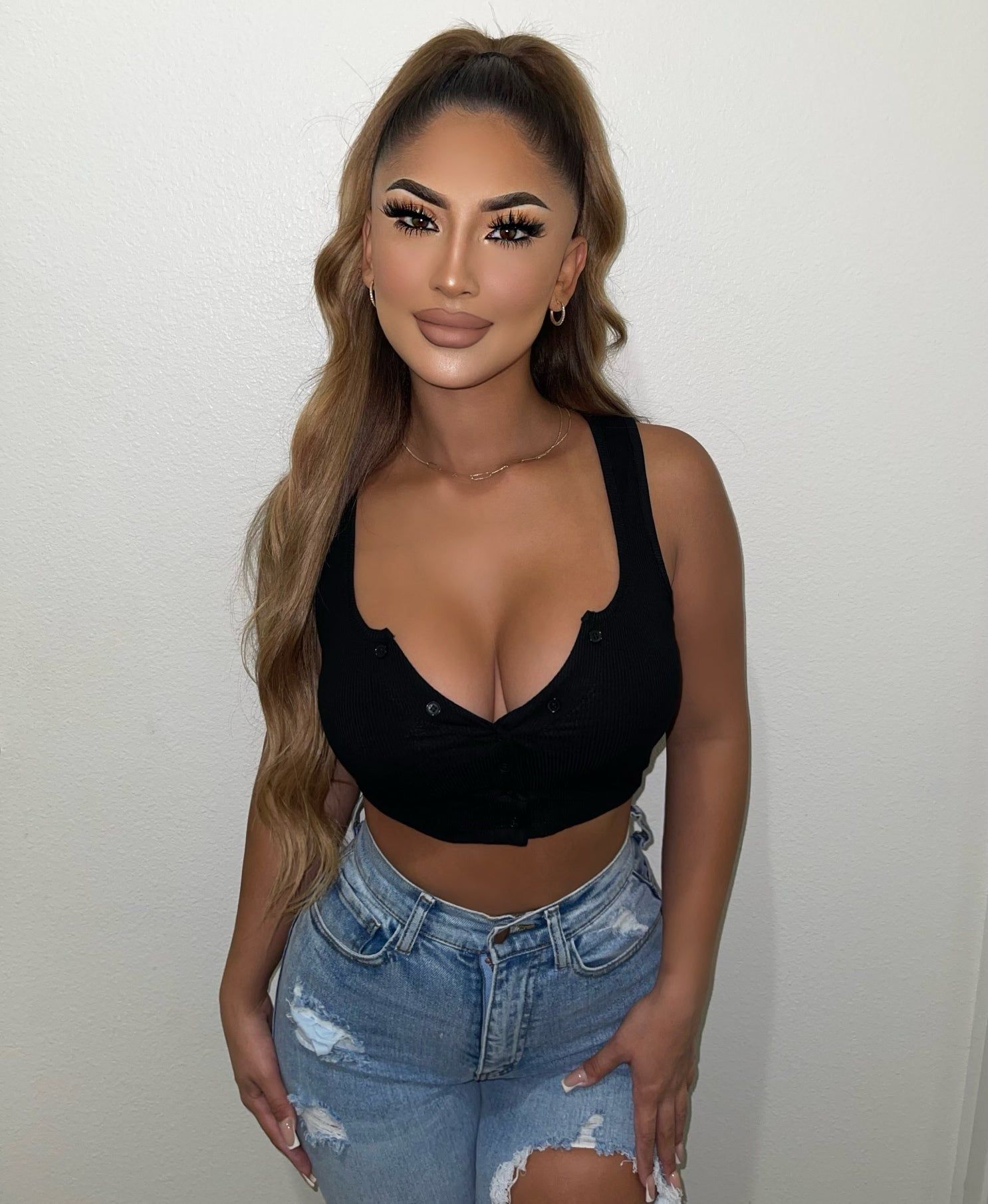 Emmy Crop Button Top(Black)FINAL SALE sold by OOTDFash