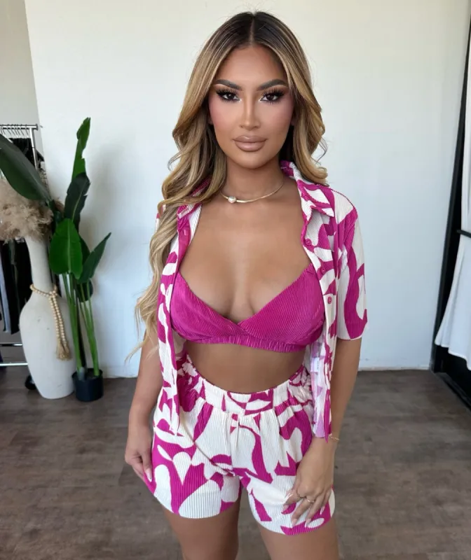 Sandy 3 Piece Set (Hot Pink/Ivory) sold by OOTDFash