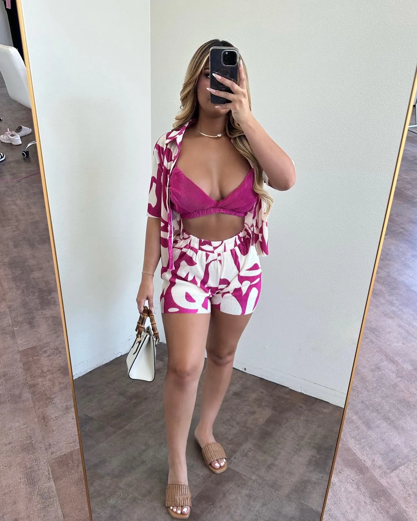 Sandy 3 Piece Set (Hot Pink/Ivory) sold by OOTDFash product image thumbnail 2