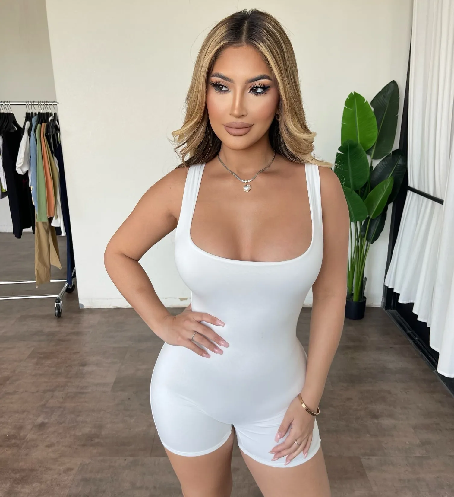 Meg Tank Romper(Ivory) sold by OOTDFash