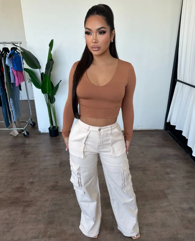 Kathy Cargo Pants (Ivory) sold by OOTDFash