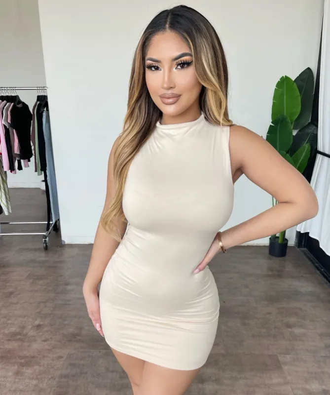 Sandy Sleeveless Dress(Biege) sold by OOTDFash