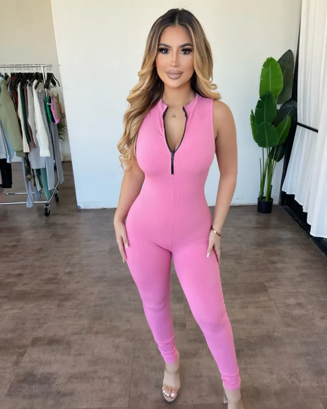 Octavia Sleeveless Jumpsuit(Pink) sold by OOTDFash
