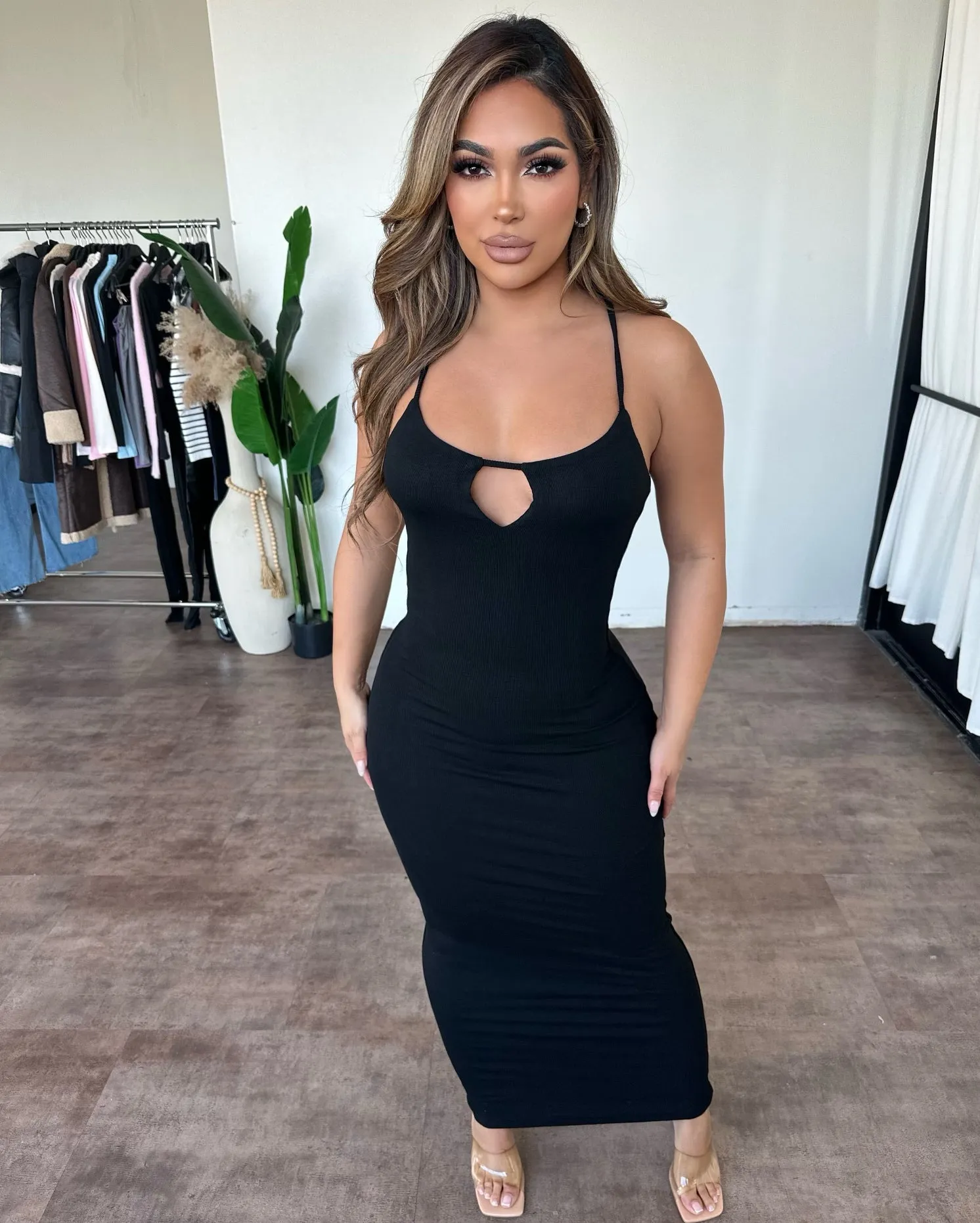 Maxi Rib Dress (Black) sold by OOTDFash