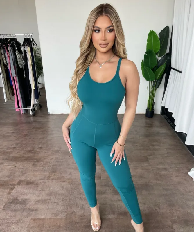 Hollie Jumpsuit (Blue Palm) sold by OOTDFash