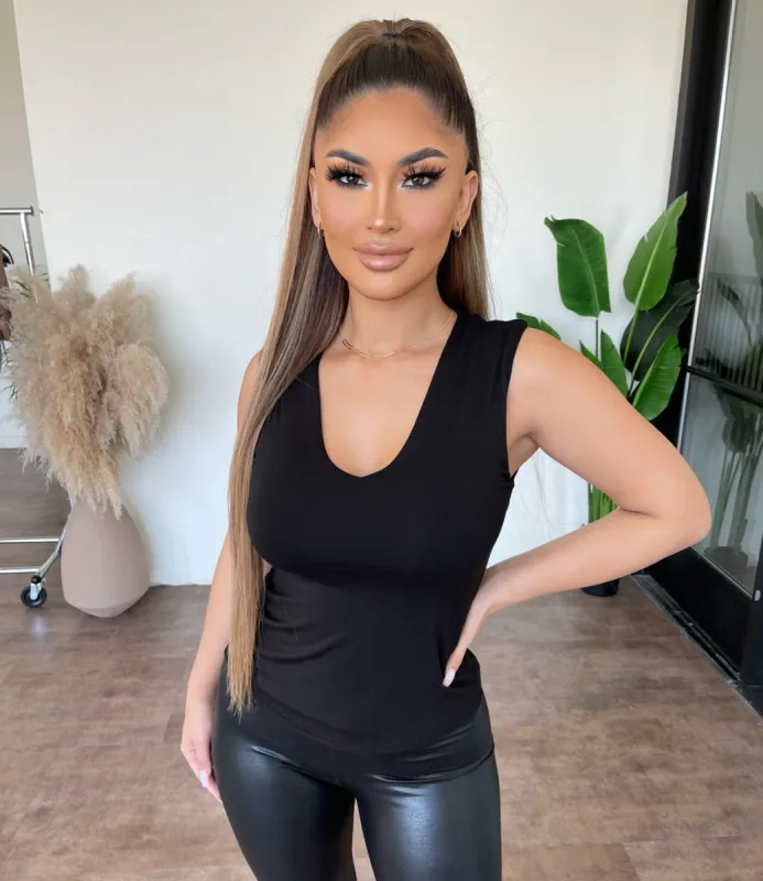 Lola V-Neck Top (Black) sold by OOTDFash