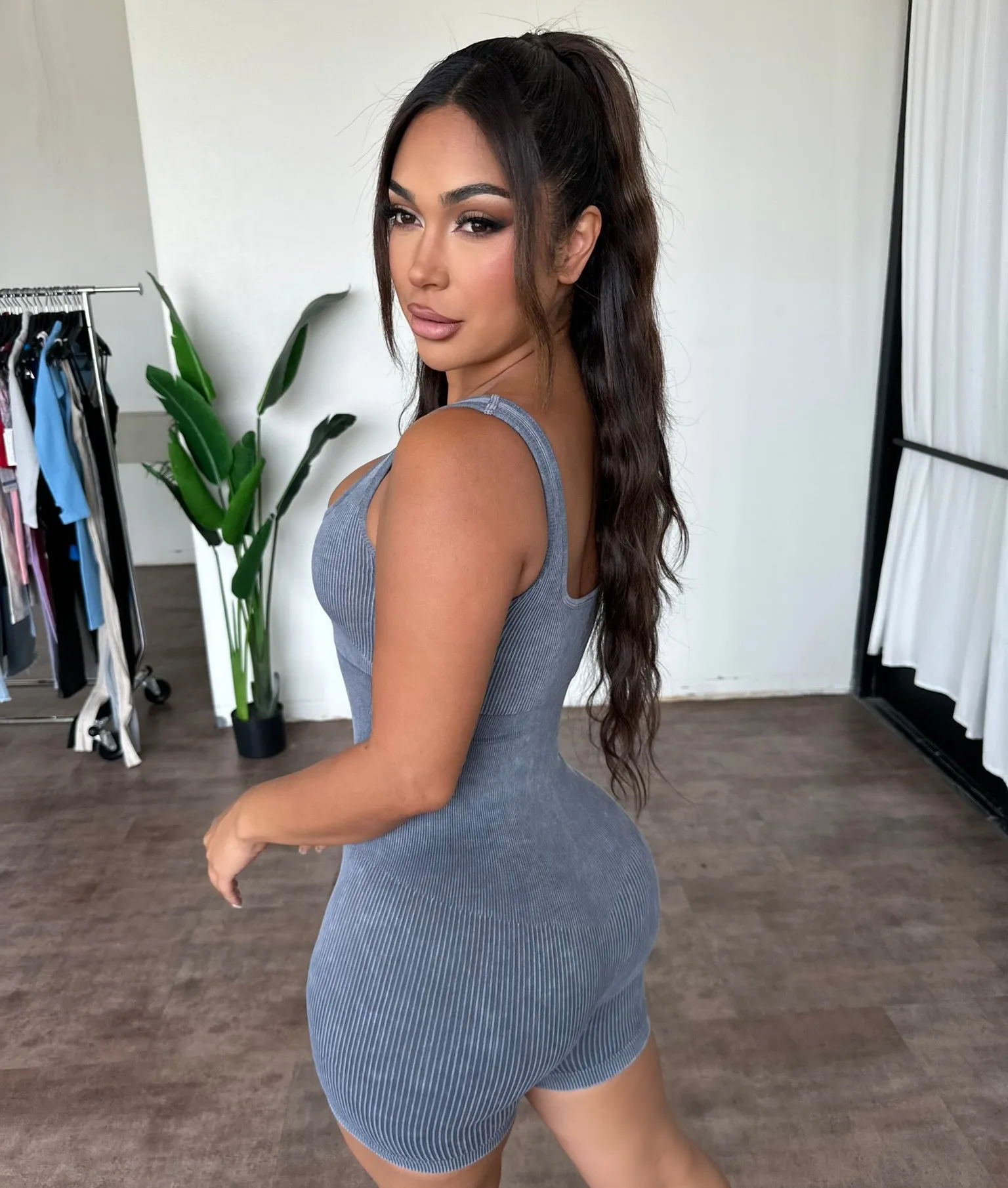 Linda Rib Romper (Charcoal) sold by OOTDFash product image thumbnail 2