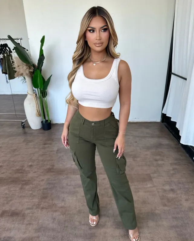 Nyla Cargo Pants (Olive) sold by OOTDFash