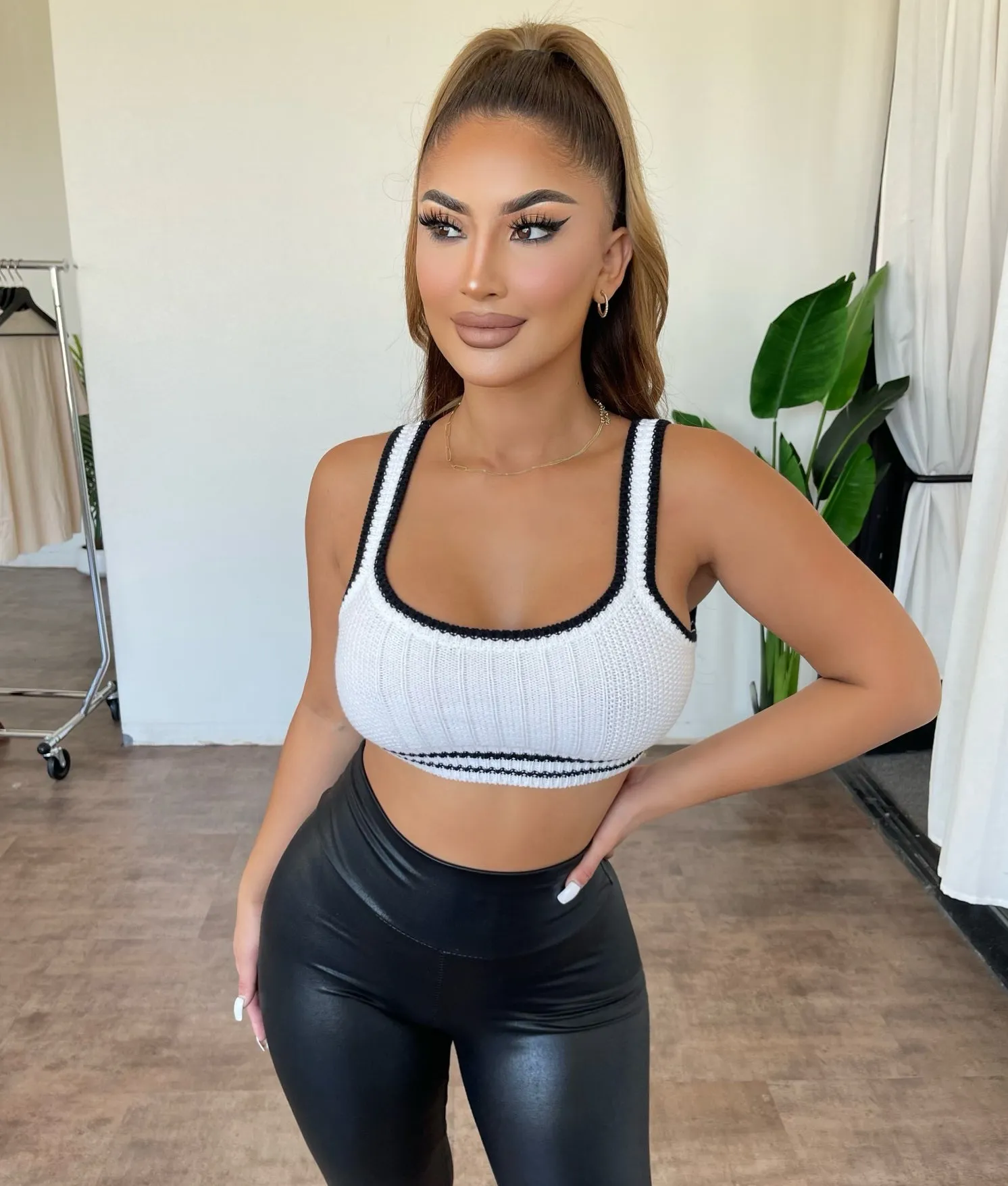 Ines Cropped Top(Cream/Black) sold by OOTDFash