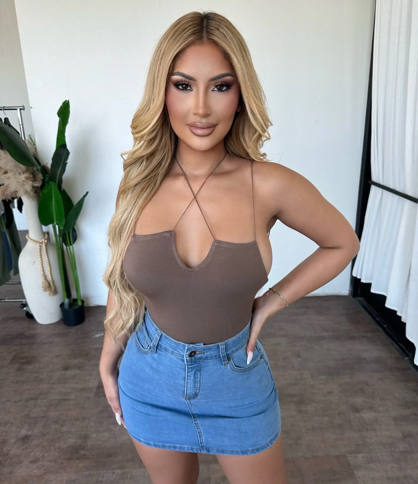 Derek Mini Skirt (Medium Blue) sold by OOTDFash