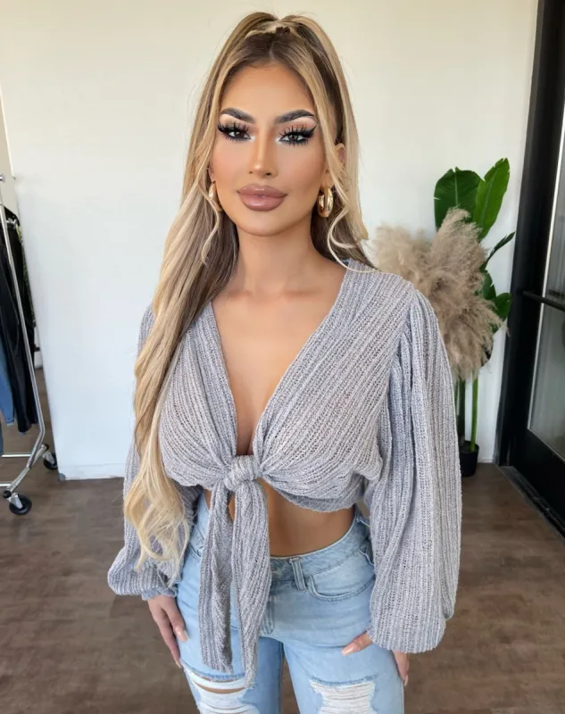 Brielle Knot Top(Heather Grey) sold by OOTDFash