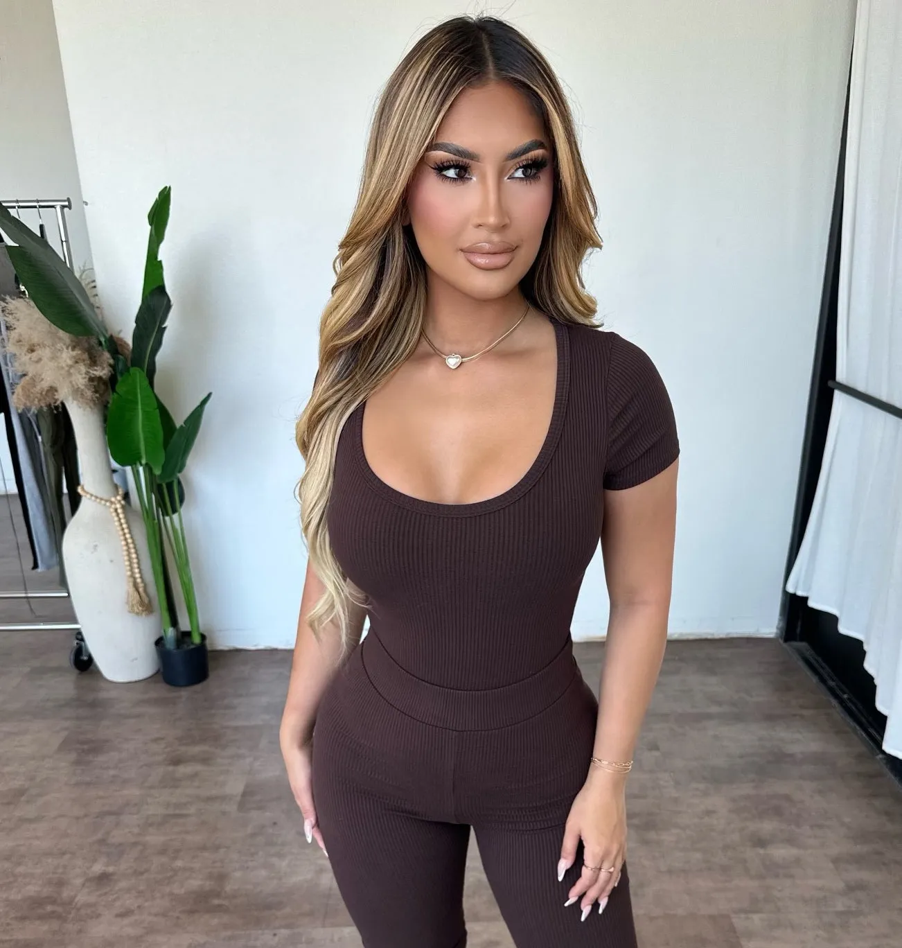 Jenn Rib Bodysuit(Chocolate) sold by OOTDFash