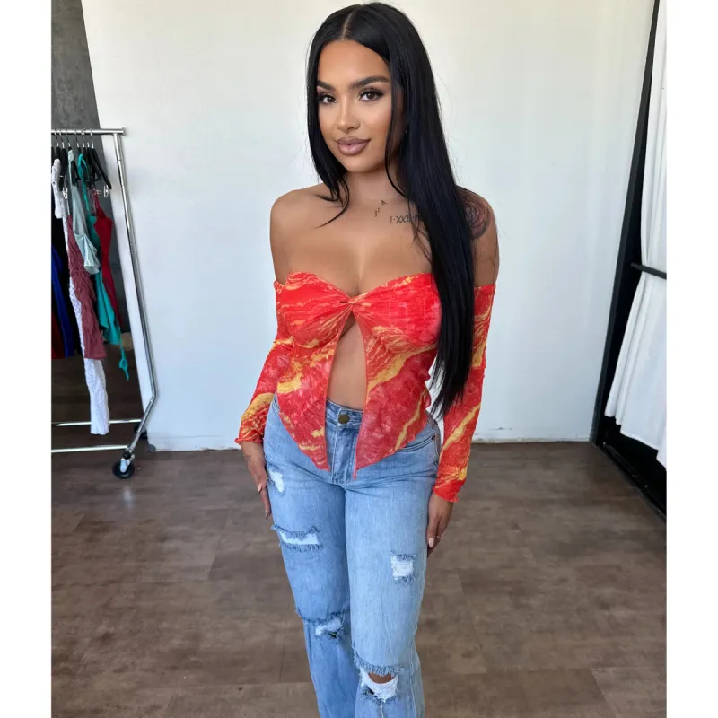 Elycia Long Sleeve top (orange) sold by OOTDFash