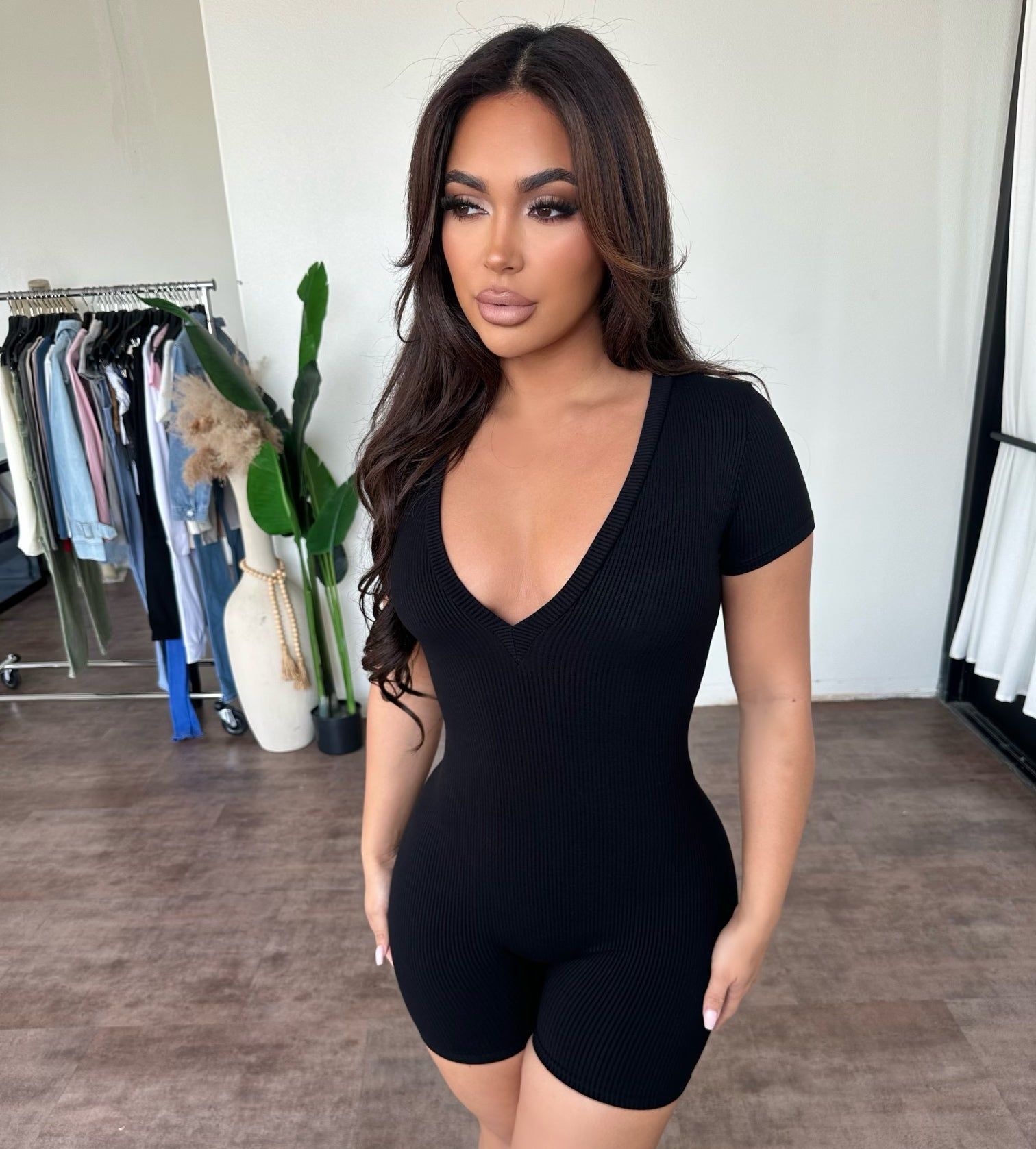 Gia Vneck Romper(Black) sold by OOTDFash