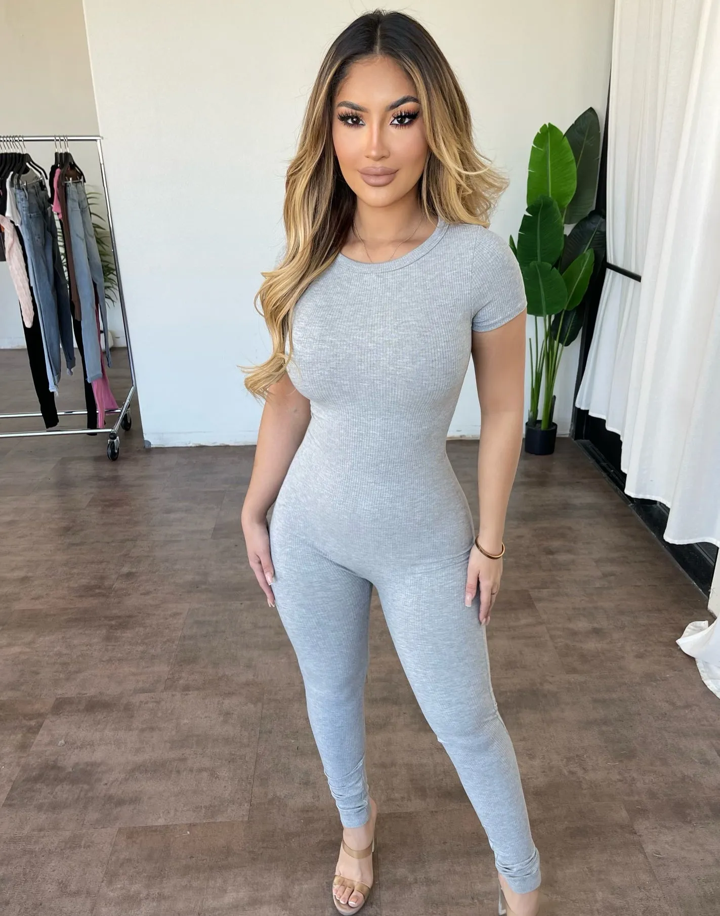 Randy Shortsleeve Jumpsuit(Grey) sold by OOTDFash