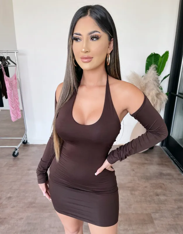 Tabetha Halter Dress(Brown) sold by OOTDFash