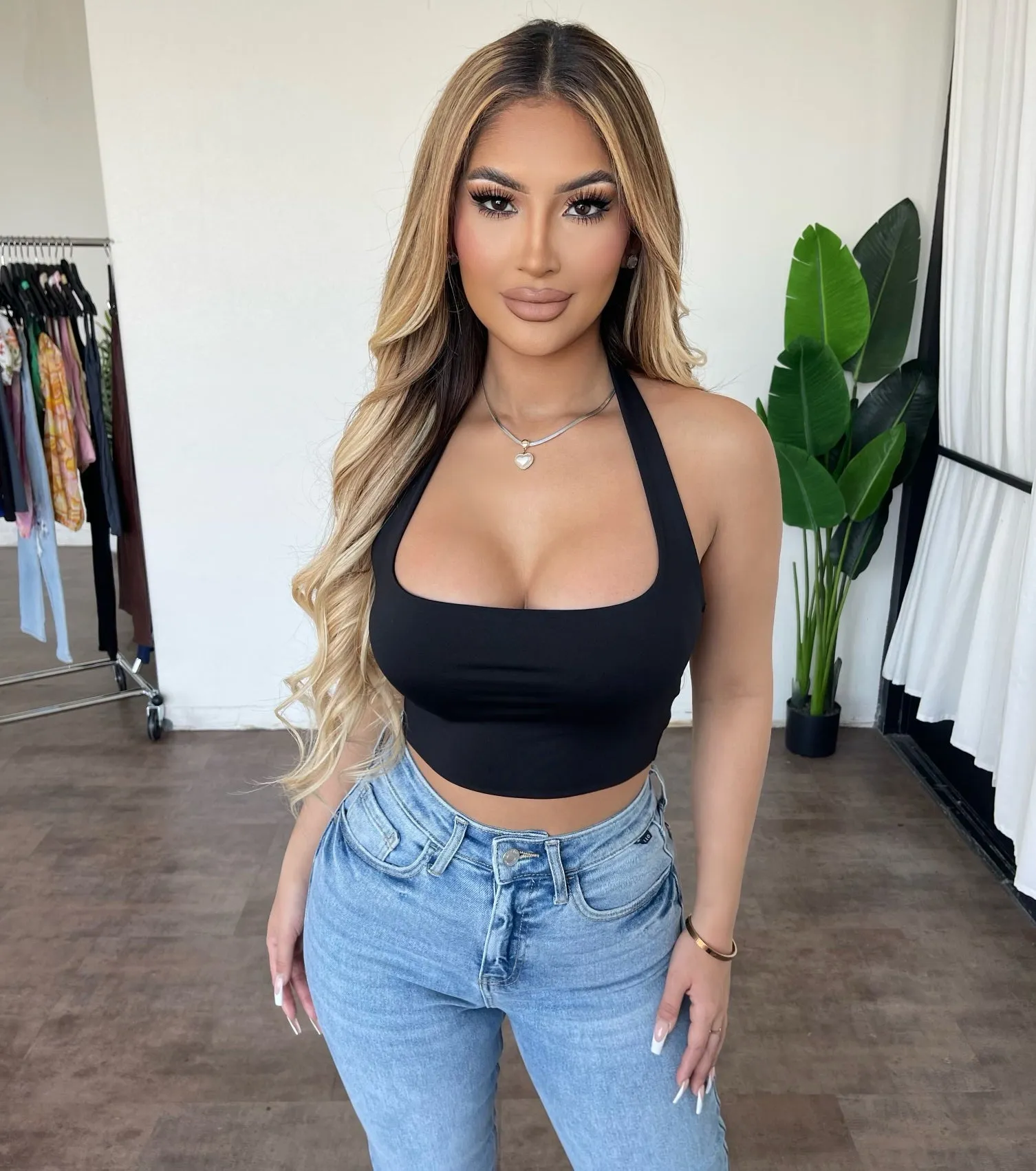 Nessa Halter Crop Top(Black) sold by OOTDFash