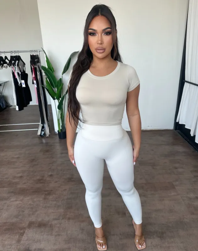 Rachel Rib Leggings (Almond Milk) sold by OOTDFash